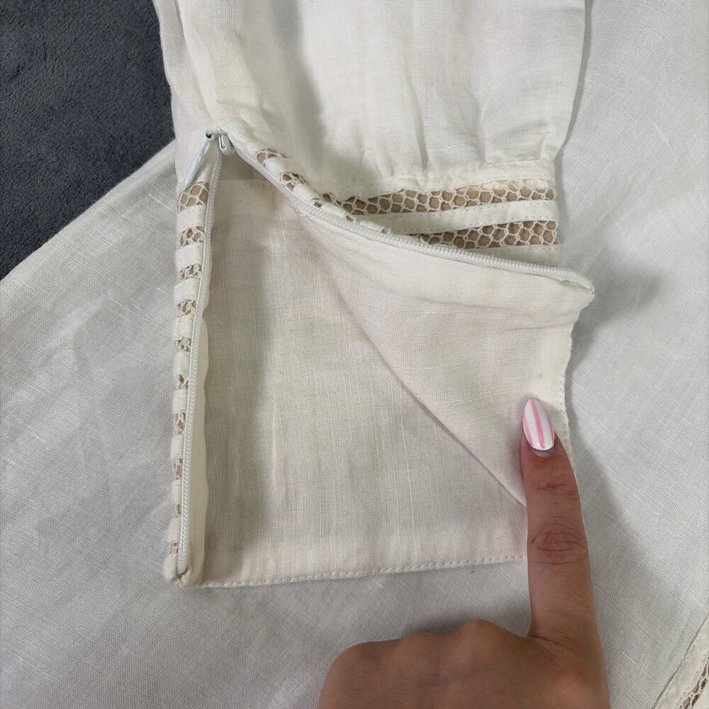 NWOT Soft Surroundings White/Tan Buttonfront Lace/Crocheted Button Blouse Small - Picture 2 of 14